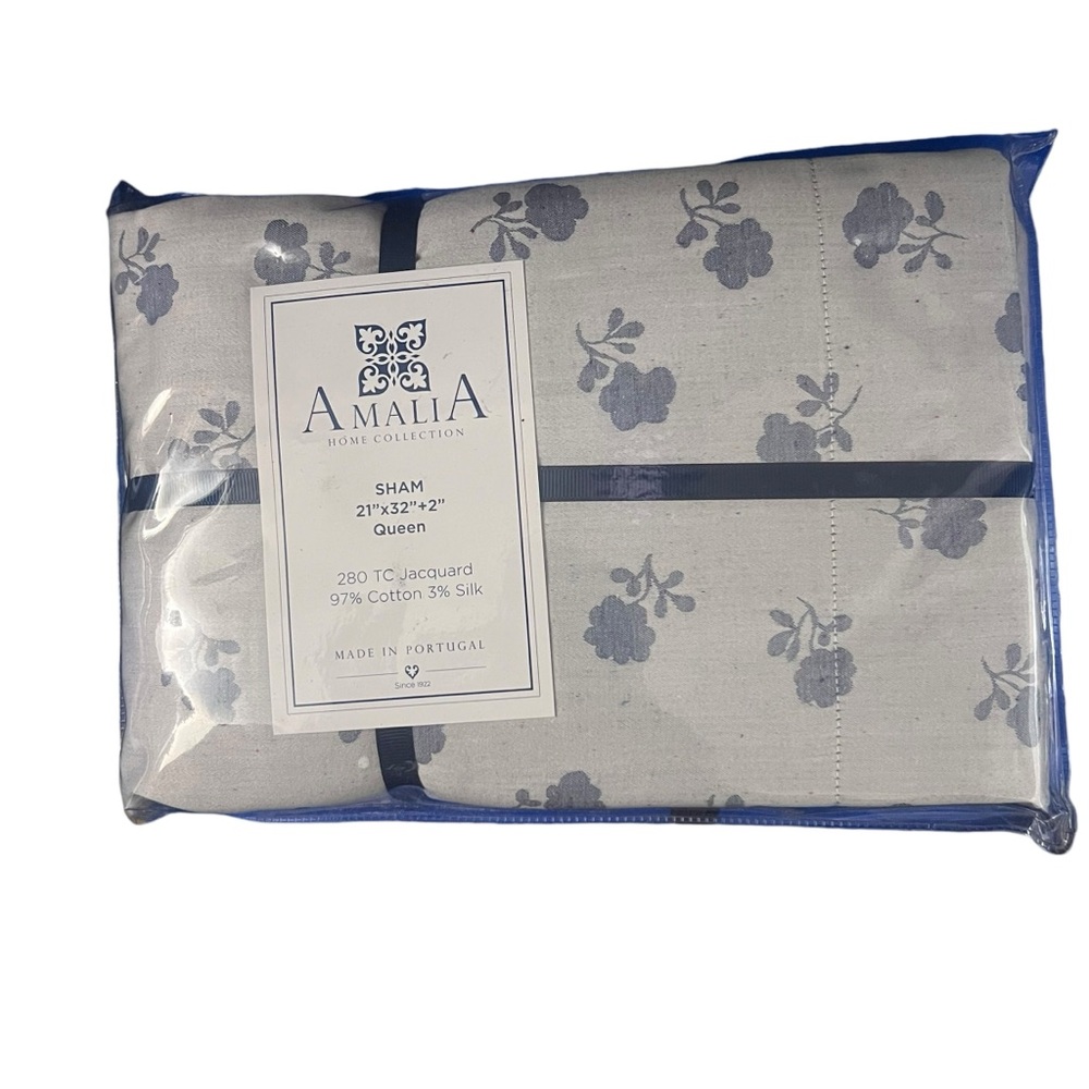 AMALIA HOME COLLECTION LILI FLORAL‎ SILK BLEND JACQUARD SHAM QUEEN SIZE